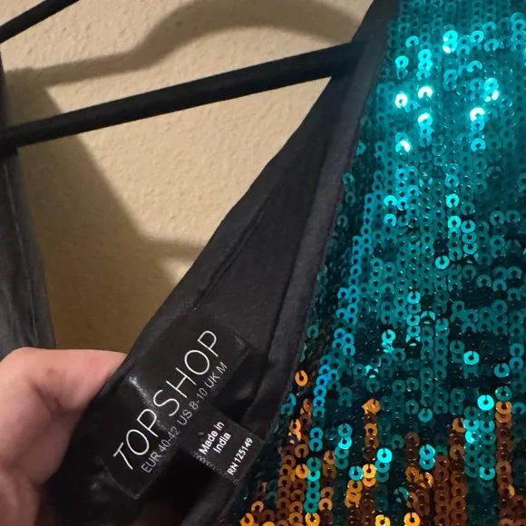 TopShop multicolor v-neck sequin mini dress - Picture 2 of 4